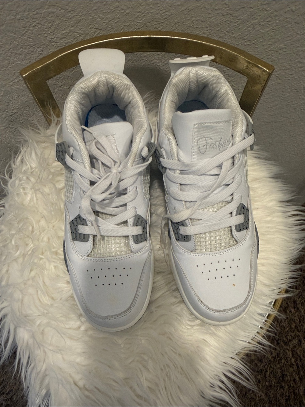 Fashion White & Gray High-Top Sneakers | Women’s Size 8.5